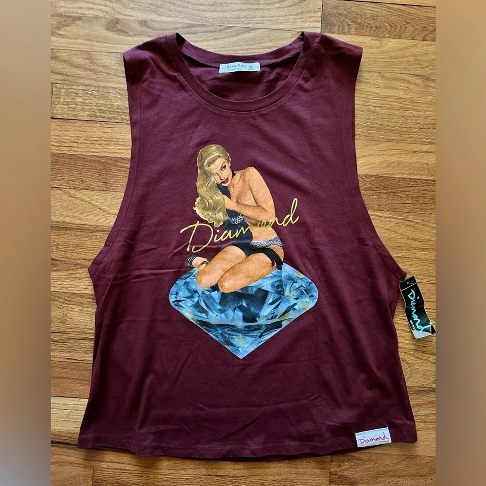 Diamond Supply Co Tank Top Sleeveless Tee Pin Up Nude Summer - Picture 1 of 6